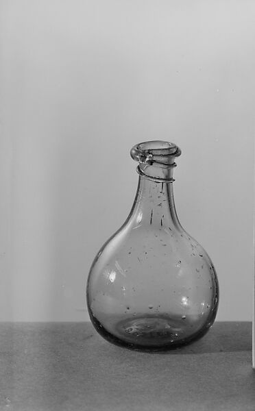 Bottle, Free-blown glass, American 