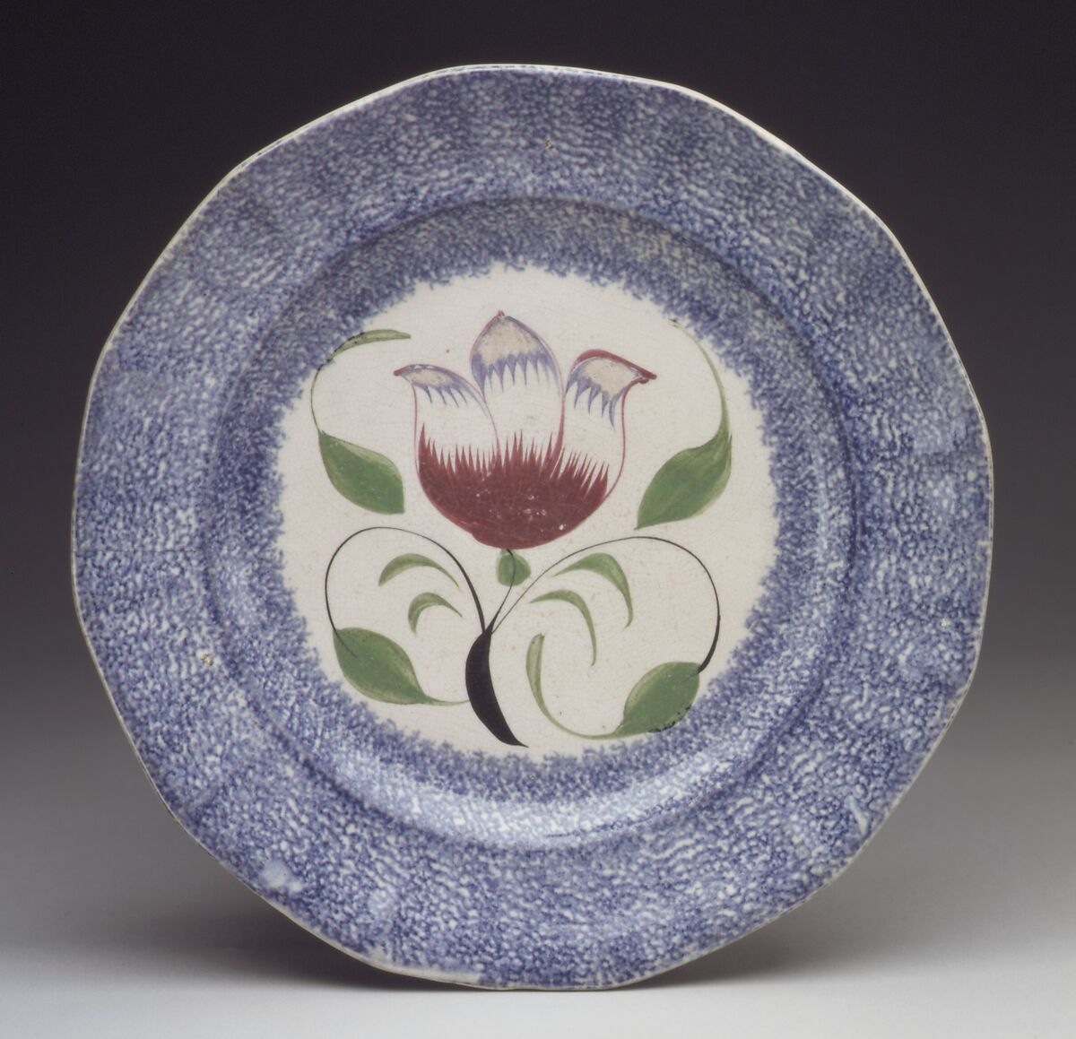 Plate, Barker, Sutton and Till, Majolica earthenware, spatterware, British (American market) 