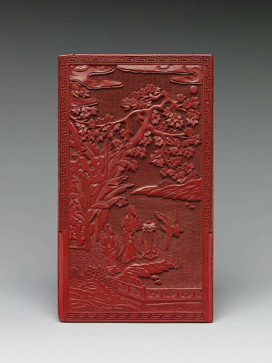 Pair of screens with scenes from Romance of the West Chamber, Carved red lacquer, China