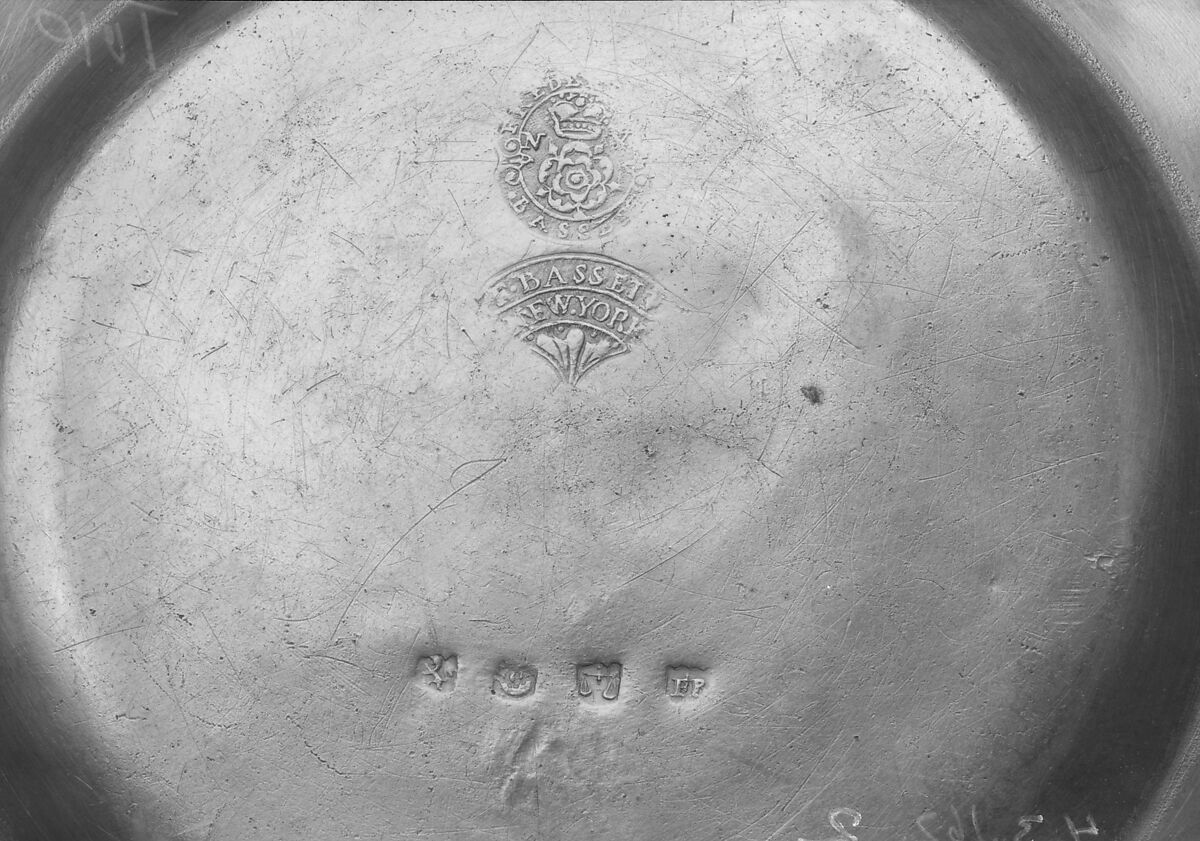 Plate, Frederick Bassett (1740–1800), Pewter, American