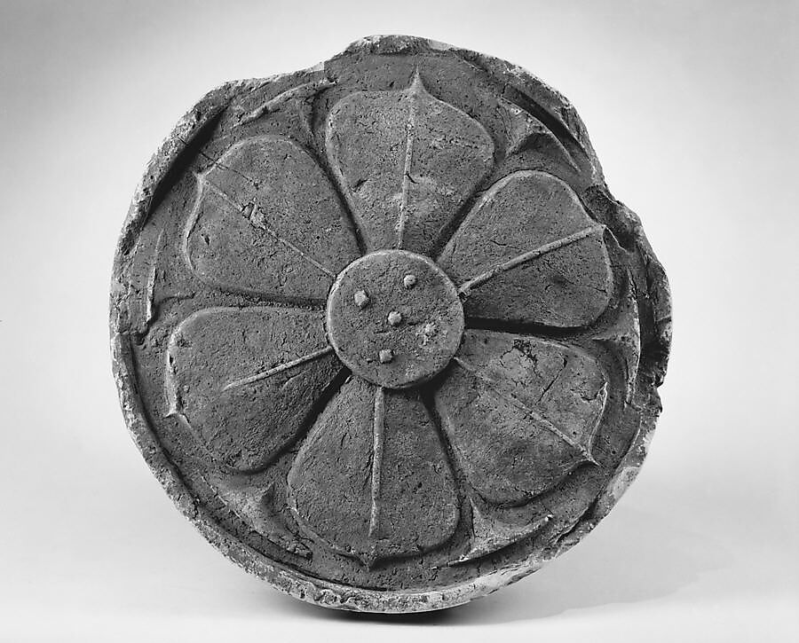 Temple Eave Tile with Lotus Design, Earthenware, Japan 
