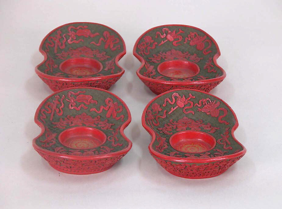Set of Four Saucers, Cinnabar lacquer, China 