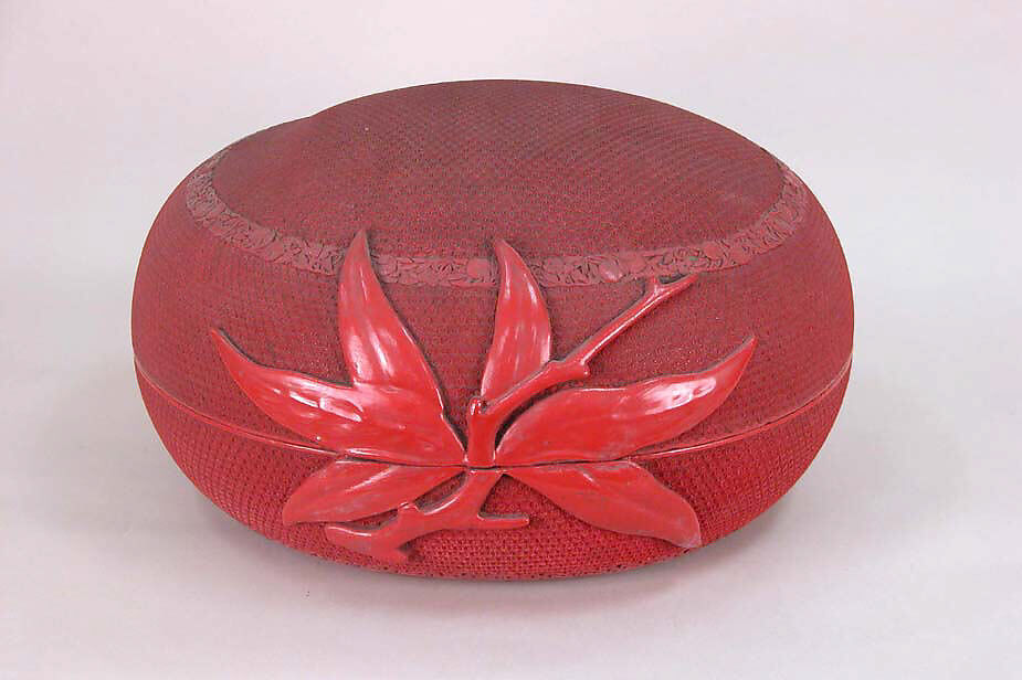 Pair of Heat-Shaped Covered Boxes, Cinnabar lacquer, China 