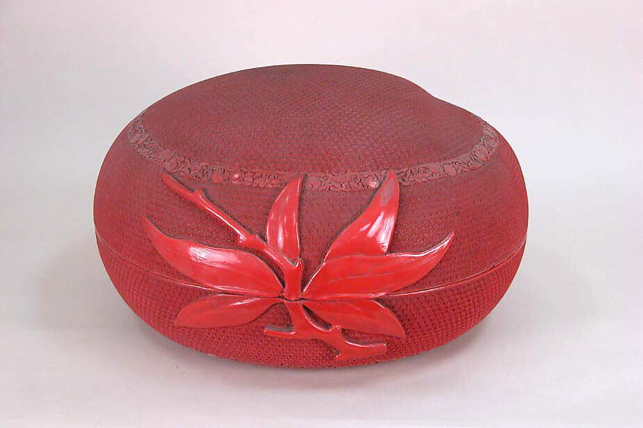 Pair of Heat-Shaped Covered Boxes, Cinnabar lacquer, China