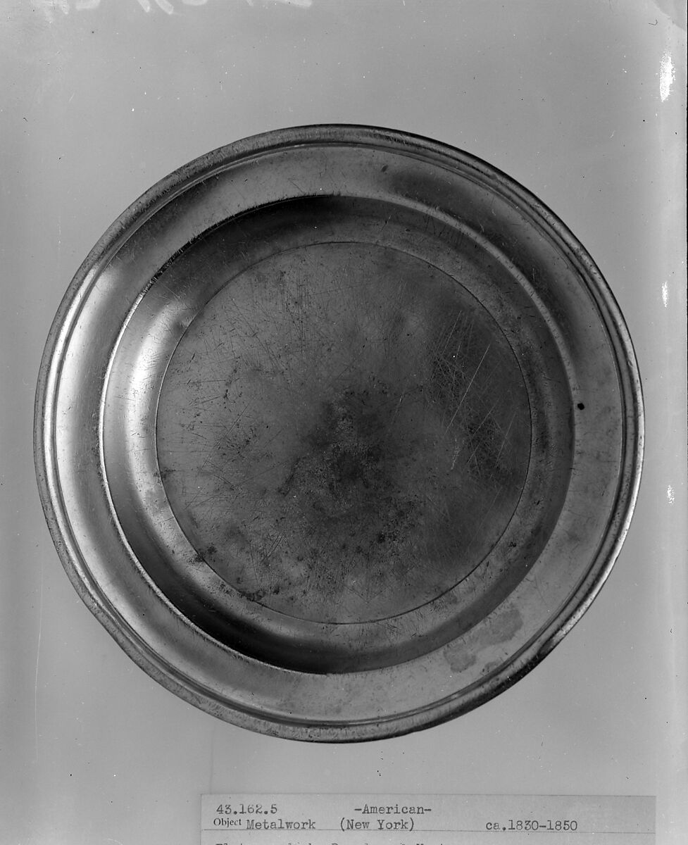 Plate, Thomas Danforth Boardman (1784–1873), Pewter, American 