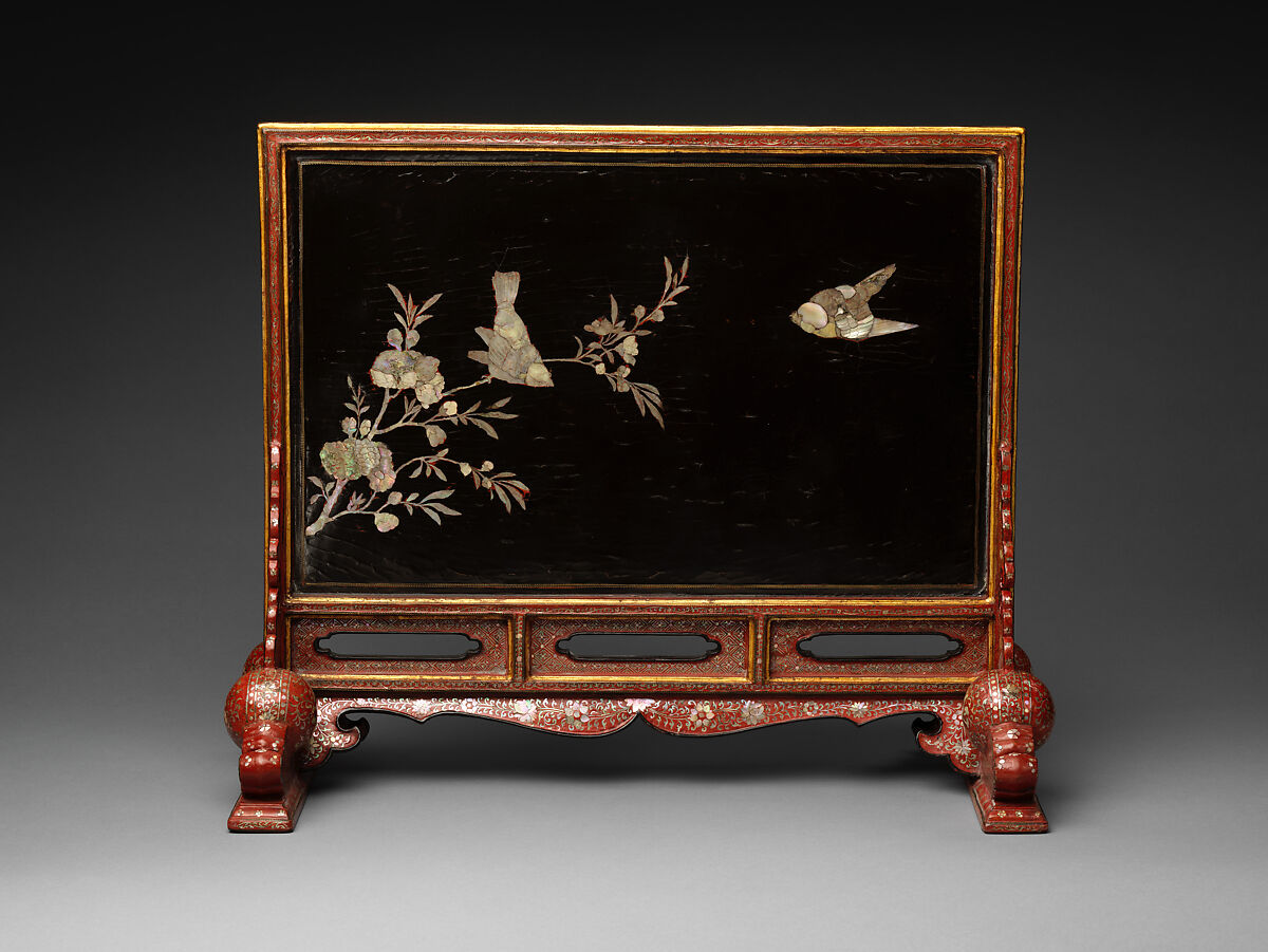 Table screen, Lacquer inlaid with mother-of-pearl, China