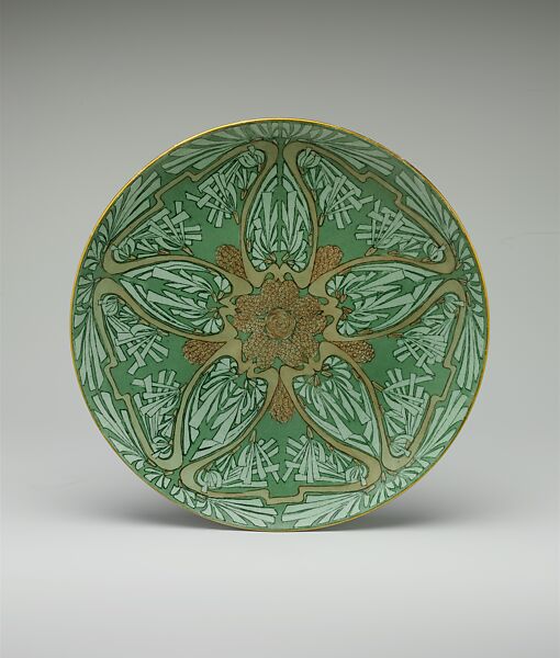 Plate, Marie B. Bohmann, Porcelain, overglaze enamel decoration, American 
