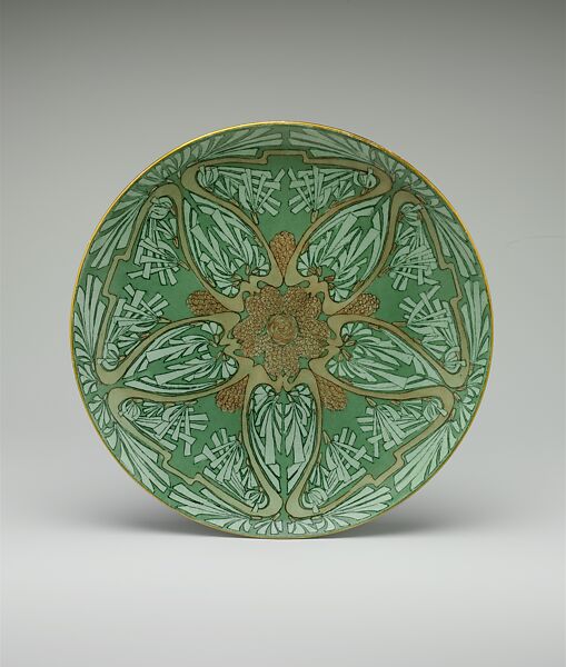 Plate, Marie B. Bohmann, Porcelain, overglaze enamel decoration, American