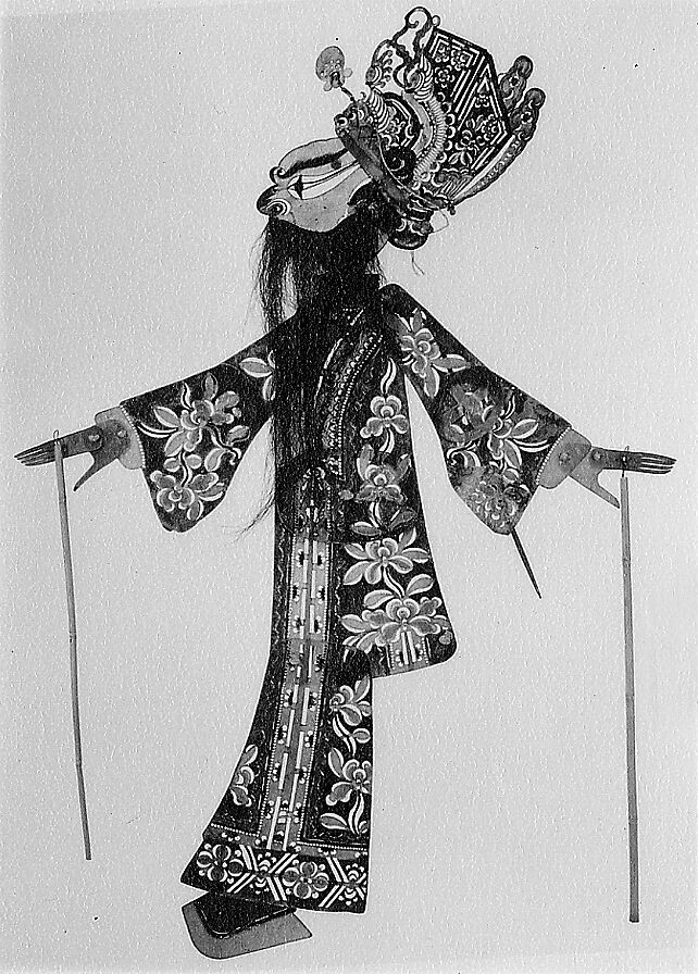 Scholar, Painted, incised oxhide, bamboo sticks, wire fastenings, pigment, hemp and cotton hingings, metal rod, China 