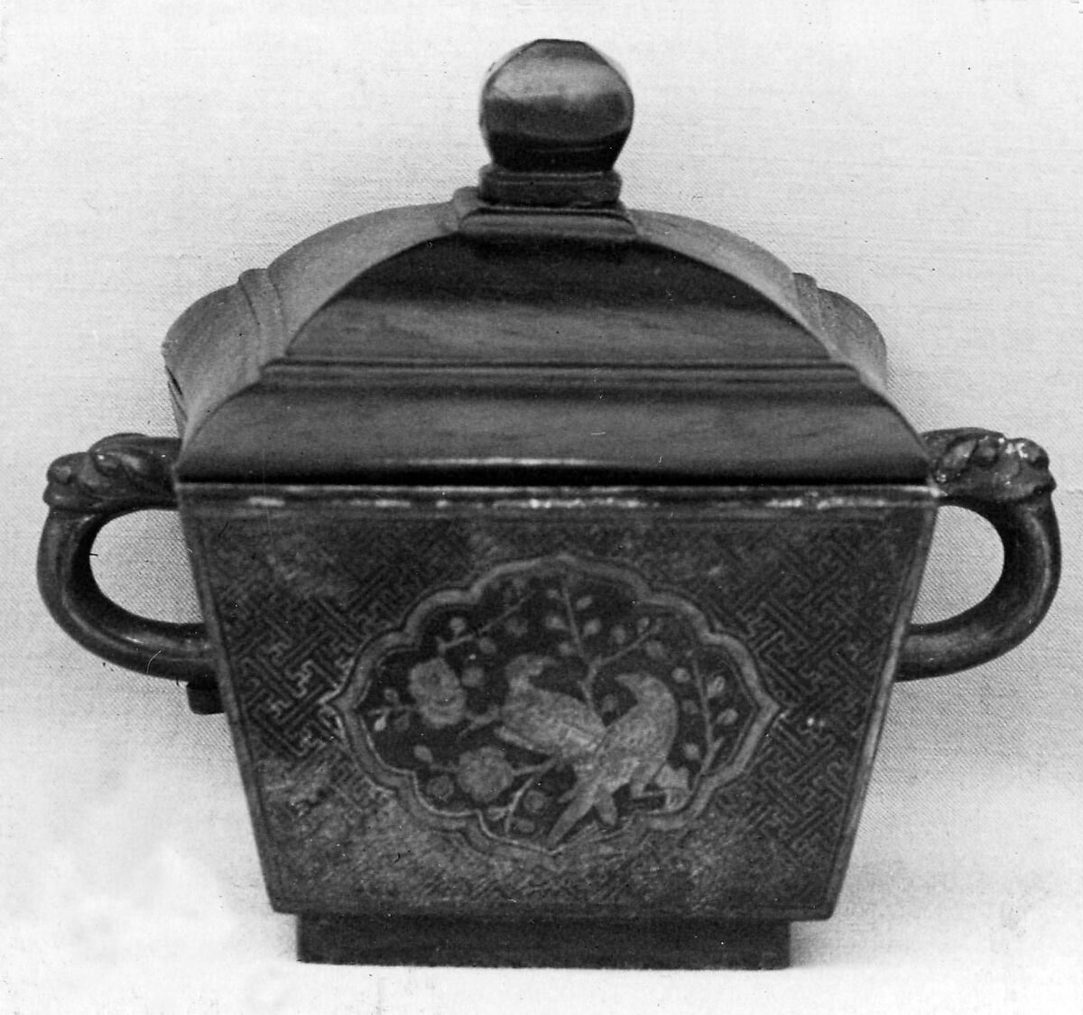 Cup with Cover, Bronze, silver inlay, China