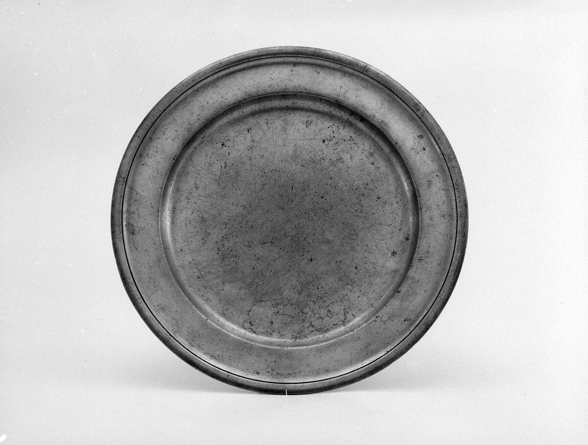 Plate, Probably Thomas Byles (ca. 1685–1771), Pewter, American 