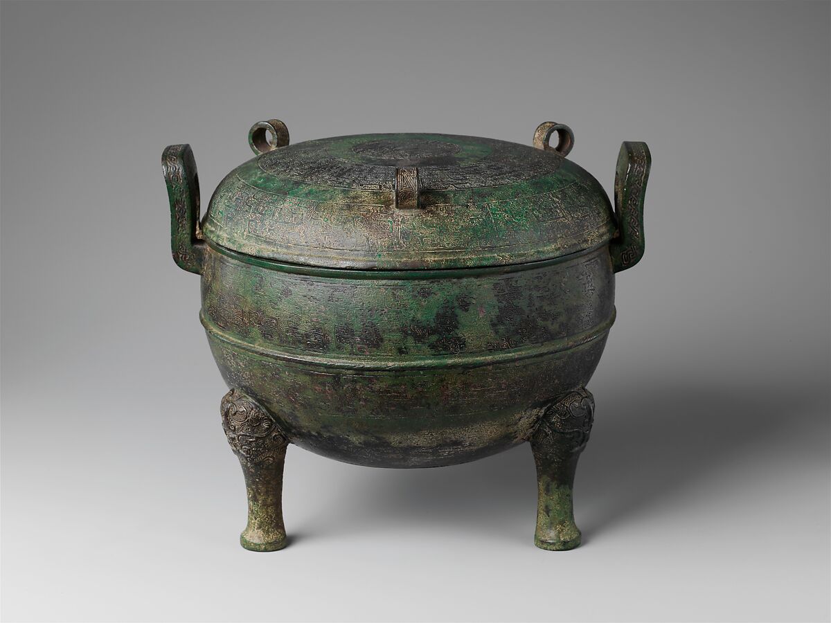 Ritual tripod cauldron with cover (Ding), Bronze, China 