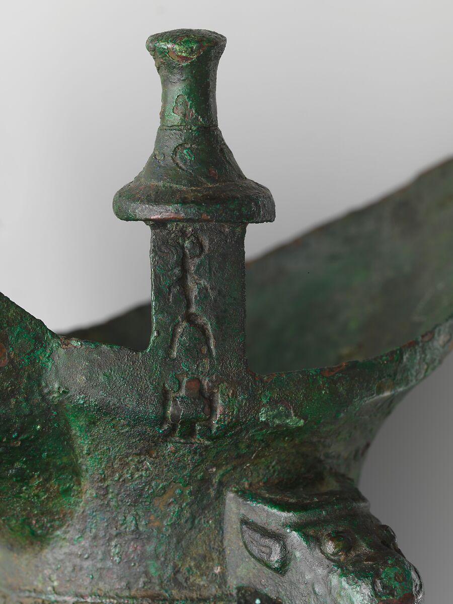 Wine warmer (jue) in ancient style, Bronze with artificial patina, China