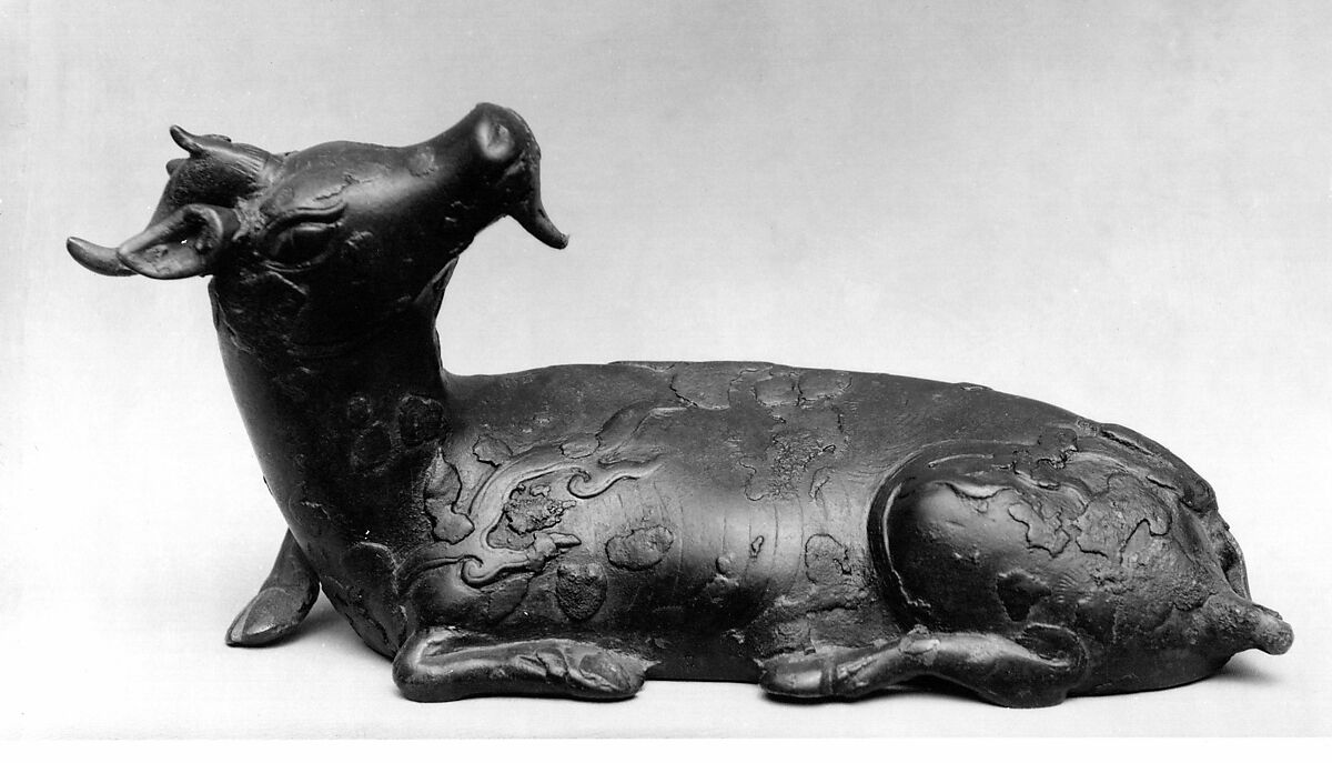 Recumbent Figure of Unicorn, Bronze, China 