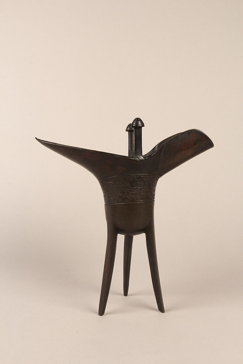 Ritual wine warmer (Jue), Bronze, China