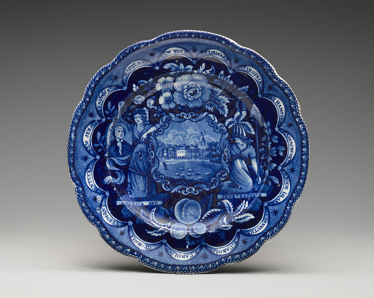 Plate, James and Ralph Clews (British, Cobridge, Stoke-on-Trent, active ca. 1818–36), Earthenware, transfer-printed, British (American market) 