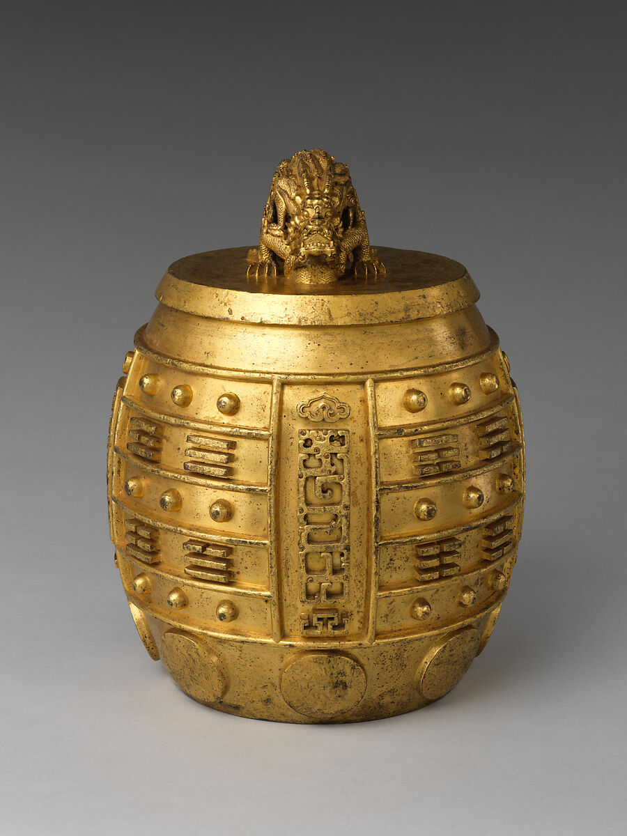 Ritual bell, note jiazhong, Gilt copper alloy, China