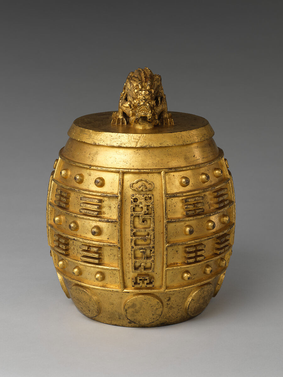 Ritual bell, note jiazhong, Gilt copper alloy, China