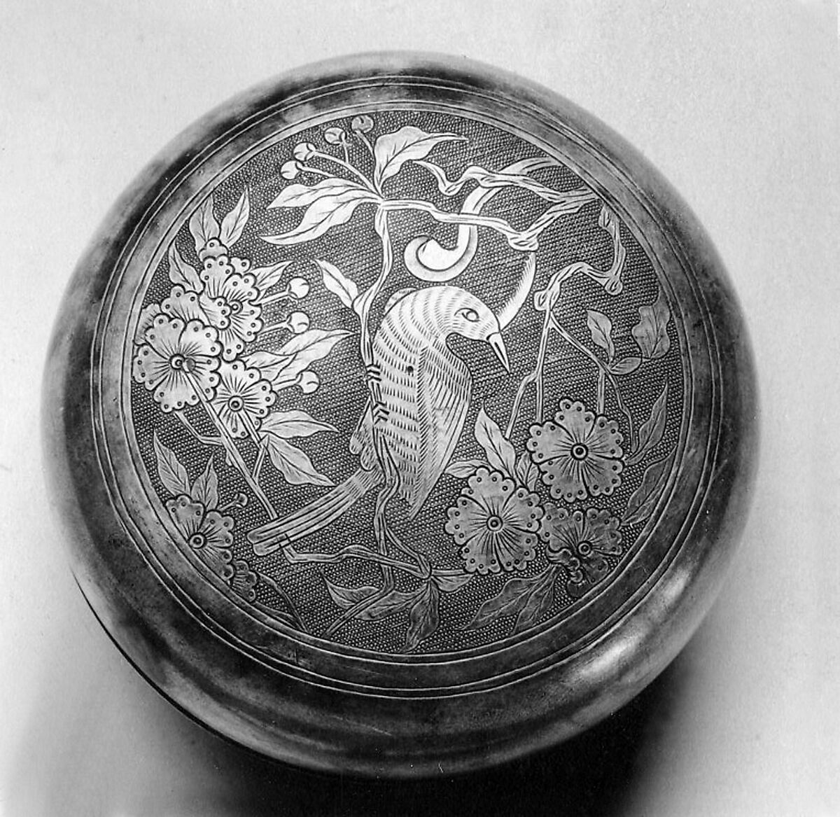 Covered Box, Beaten silver, China 