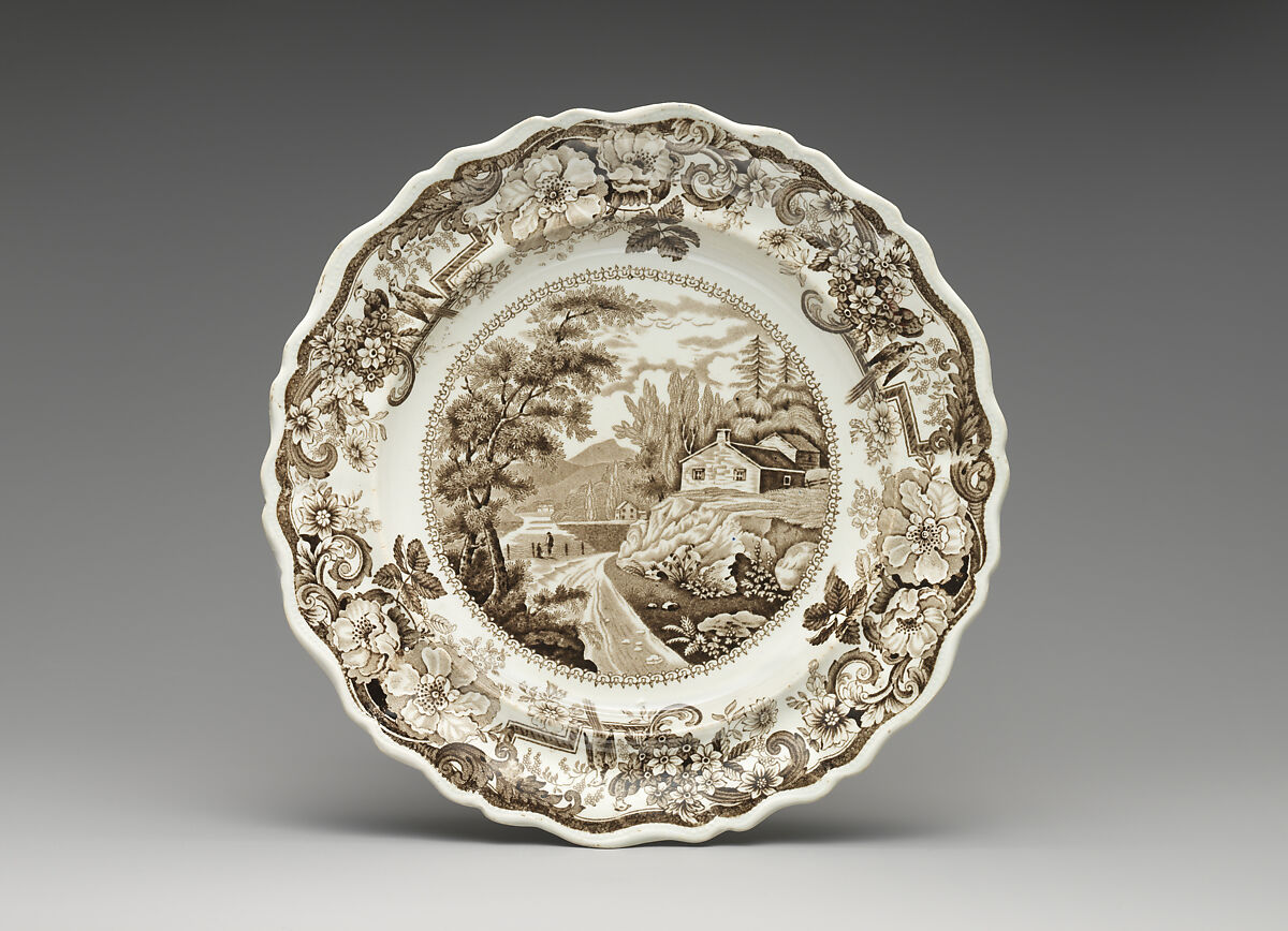 Plate, James and Ralph Clews (British, Cobridge, Stoke-on-Trent, active ca. 1818–36), Earthenware, transfer-printed, British (American market) 