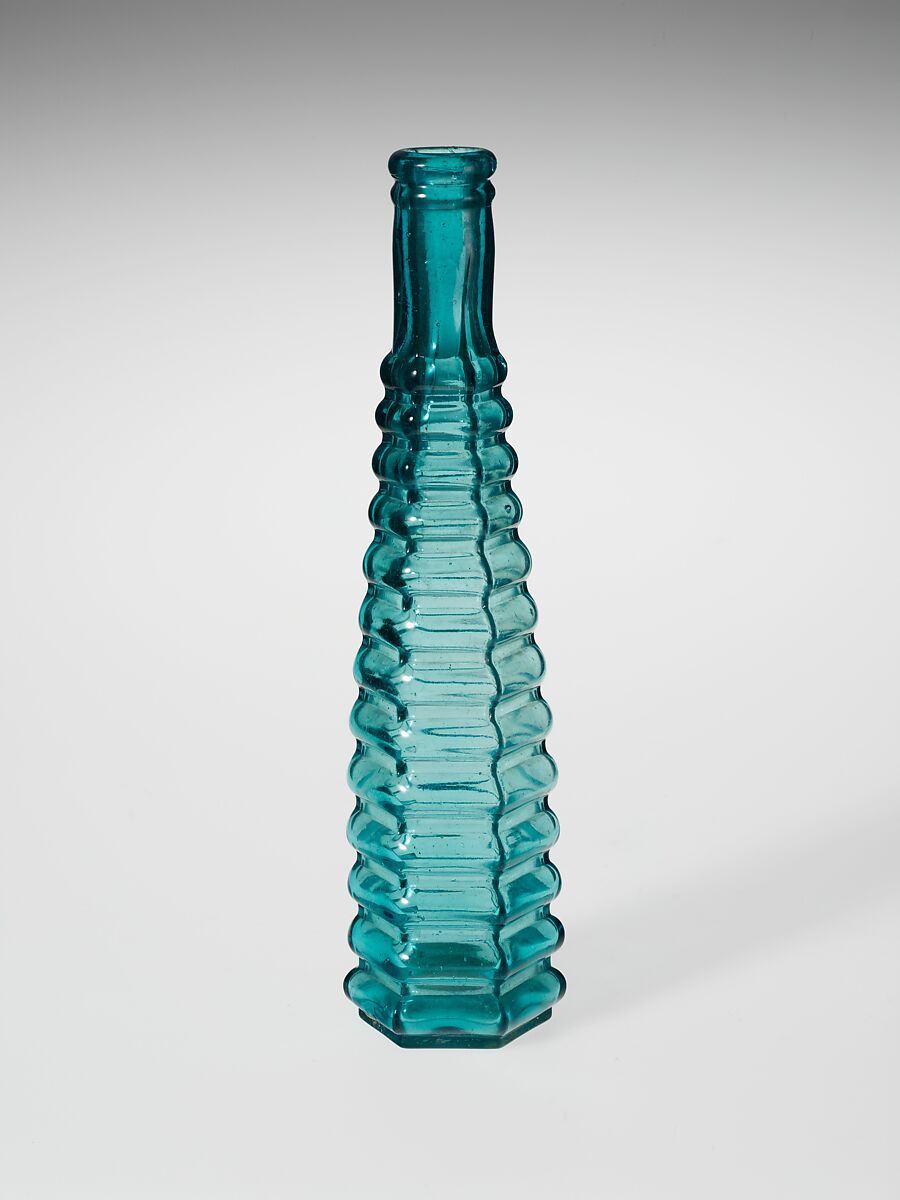 Bottle, Free-blown molded glass 