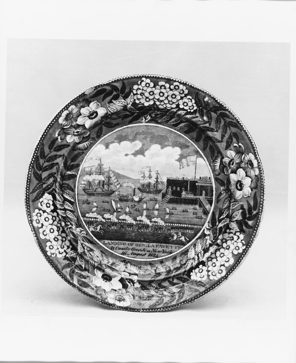 Plate, James and Ralph Clews (British, Cobridge, Stoke-on-Trent, active ca. 1818–36), Earthenware, transfer-printed, British (American market) 