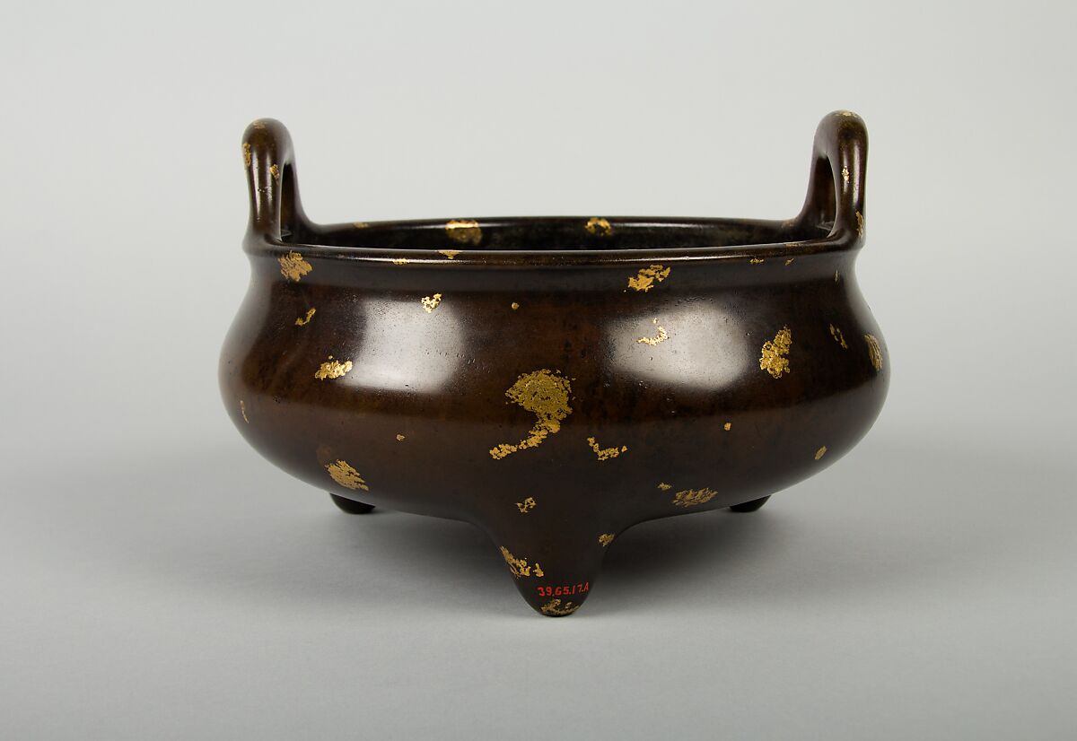 Incense Burner, Copper alloy, splash gilding, China