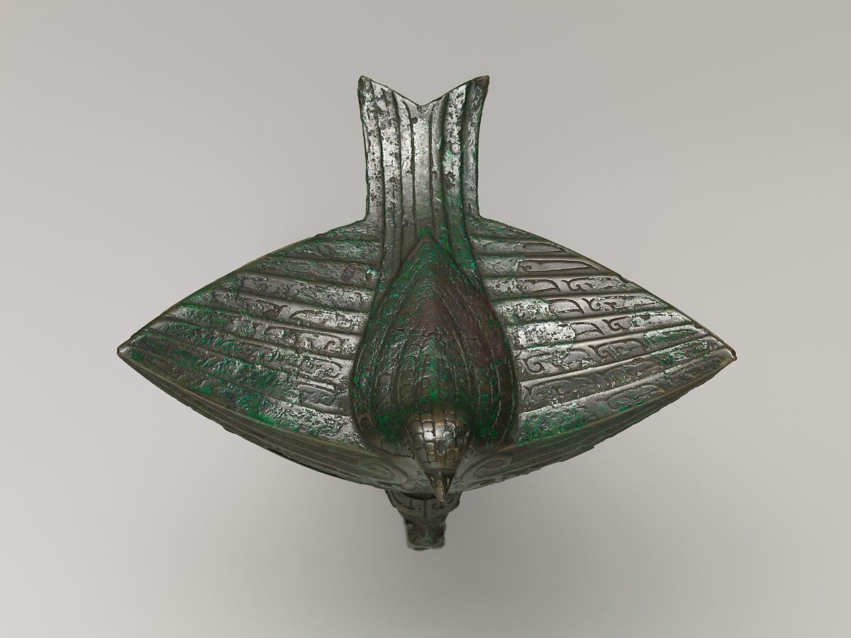 Covered Wine Cup (Jiao), Bronze, China