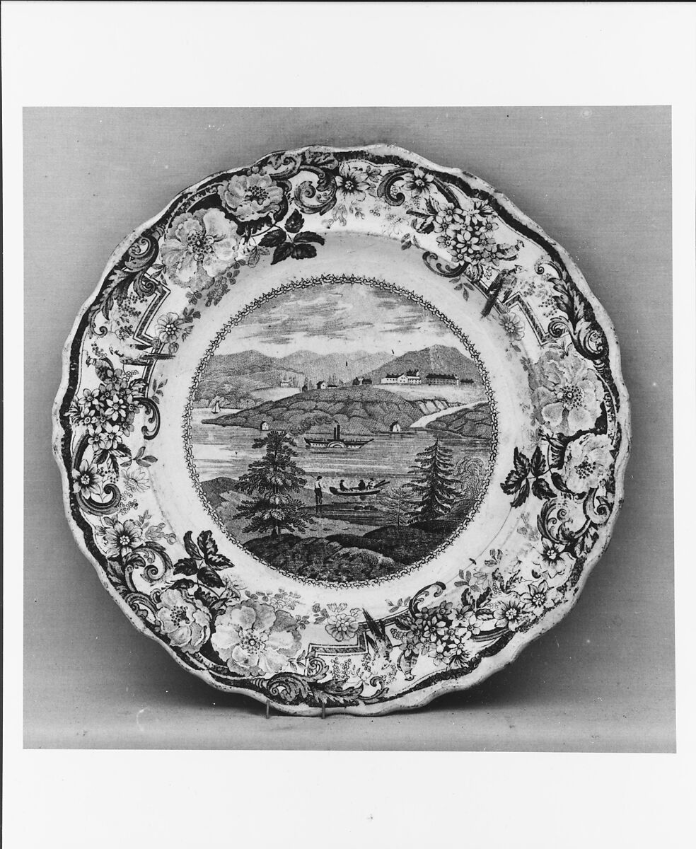 Plate, James and Ralph Clews (British, Cobridge, Stoke-on-Trent, active ca. 1818–36), Earthenware, transfer-printed, British (American market) 