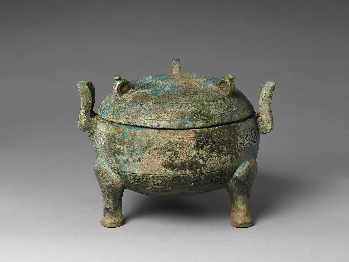 Ritual Tripod Cauldron with Cover (Ding), Bronze, China 