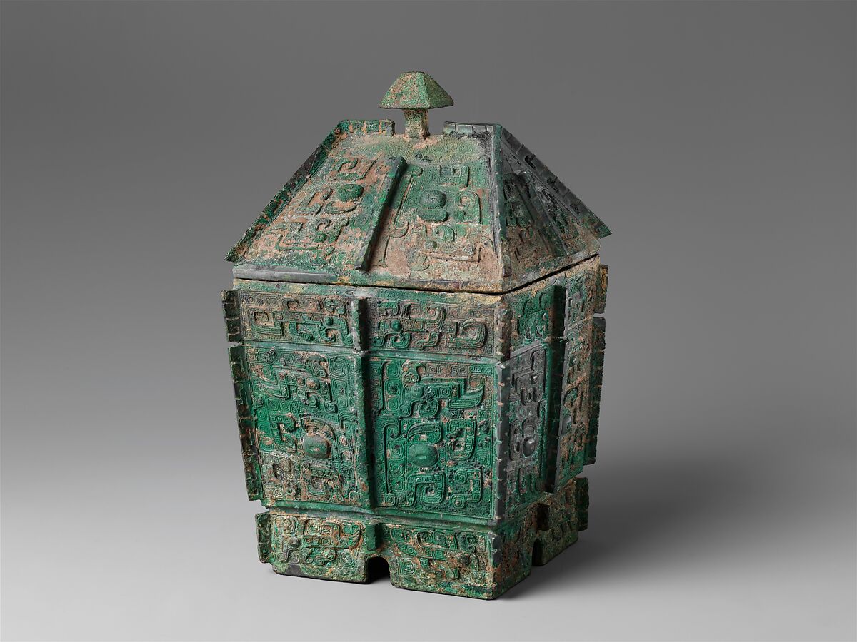 Rectangular wine container (fangyi), Bronze, China 