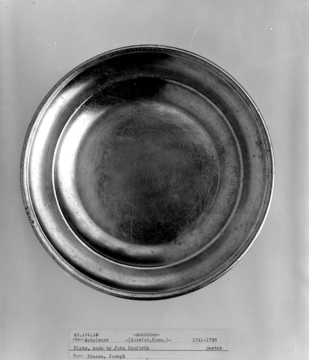 Plate, John Danforth (1741–1799), Pewter, American 