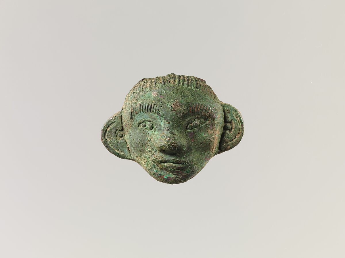 Mounting in Form of a Human Mask, Bronze, China 