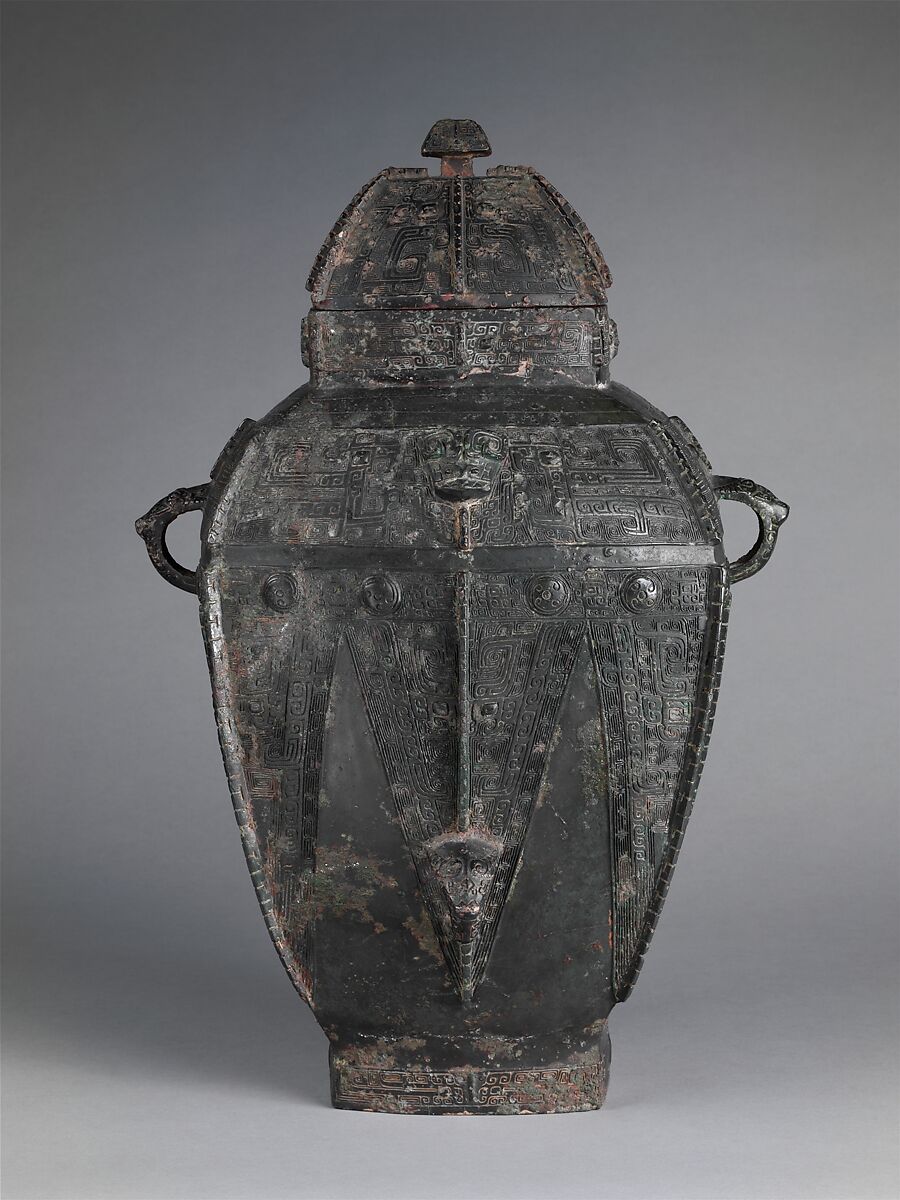 Rectangular wine container (fanglei), Bronze, China 