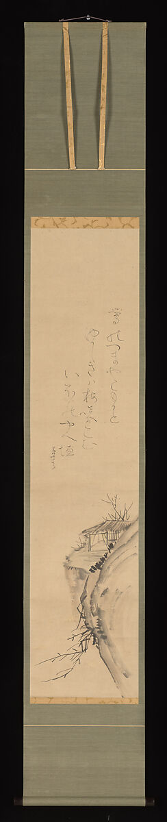 Poem-painting “When the nightingale returns...”, After Ōtagaki Rengetsu (Japanese, 1791–1875), Hanging scroll; ink and color on paper, Japan