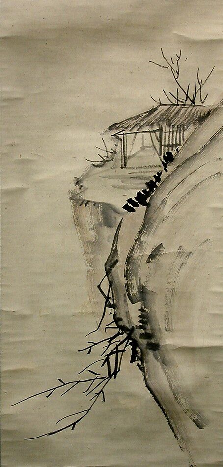 Poem-painting “When the nightingale returns...”, After Ōtagaki Rengetsu (Japanese, 1791–1875), Hanging scroll; ink and color on paper, Japan 