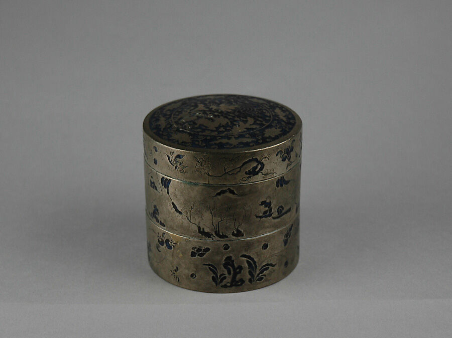 Tiered Box, Painted enamel on paktong (German silver), China