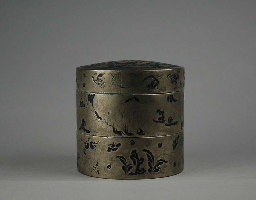 Tiered Box, Painted enamel on paktong (German silver), China 