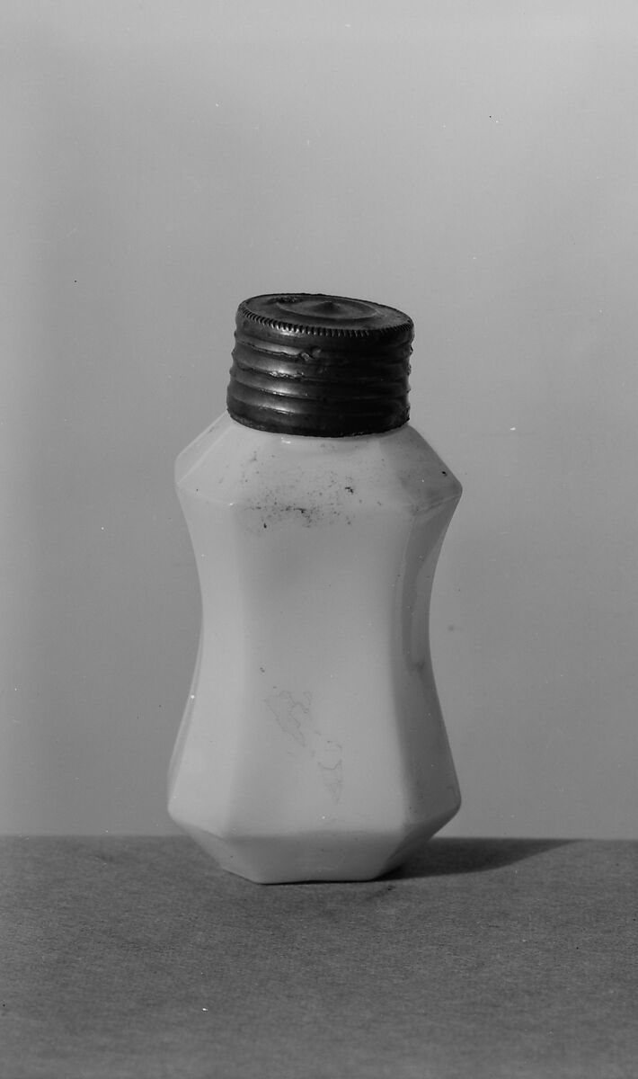 Bottle, Pressed opaque white glass