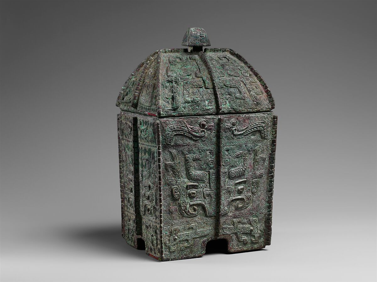 Rectangular wine container (fangyi), Bronze, China 