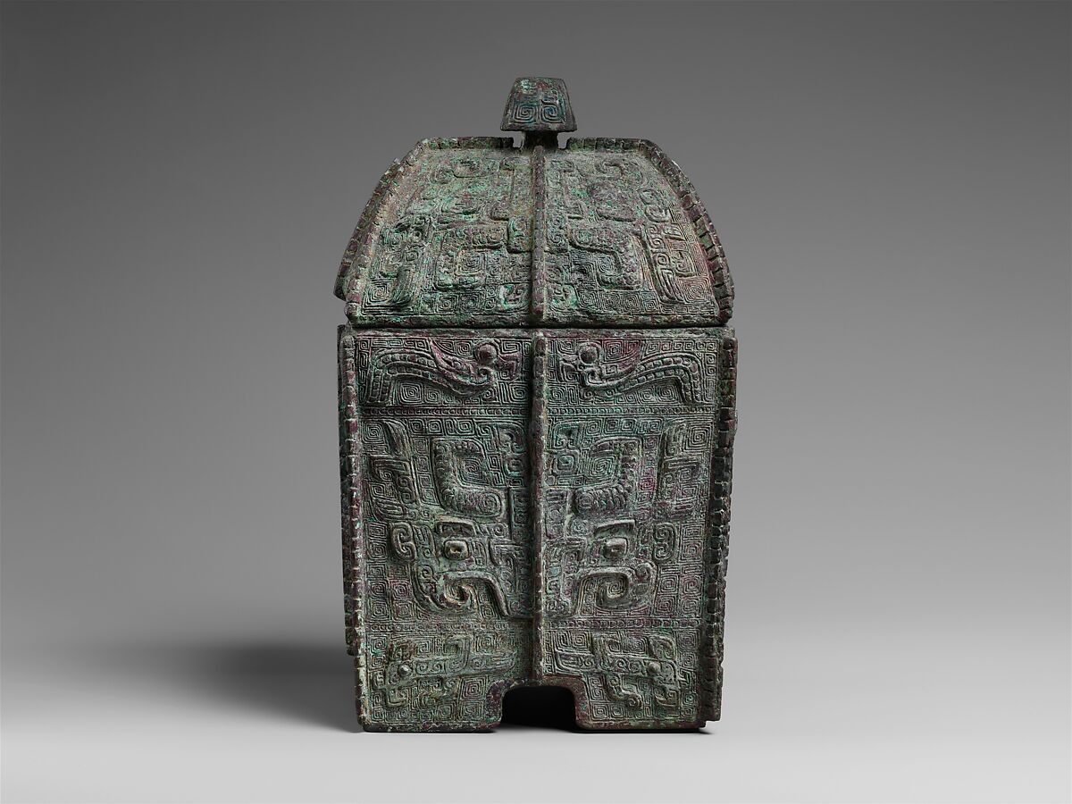 Rectangular wine container (fangyi), Bronze, China