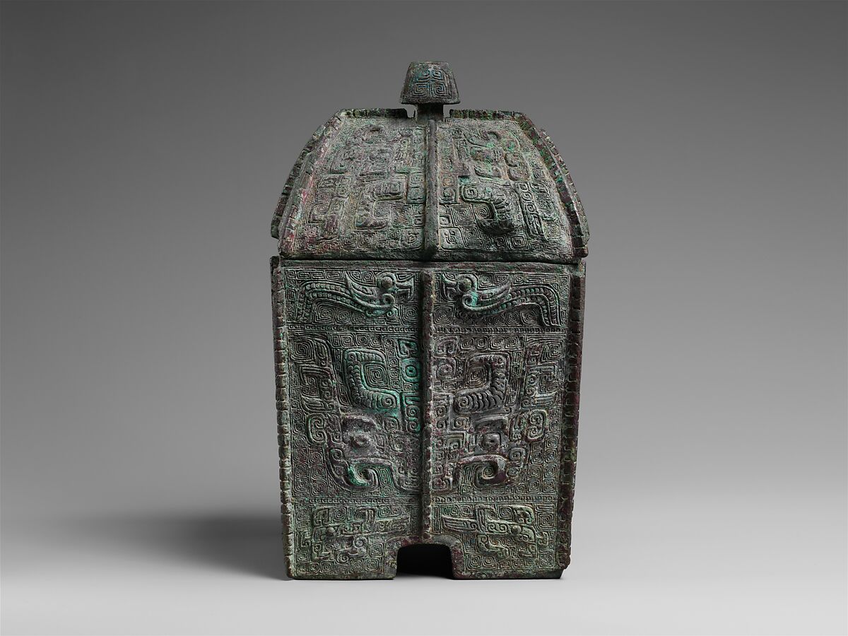 Rectangular wine container (fangyi), Bronze, China