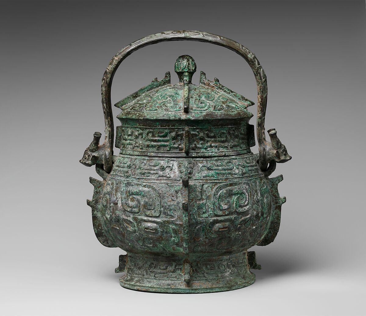 Wine container with handle (you), Bronze, China