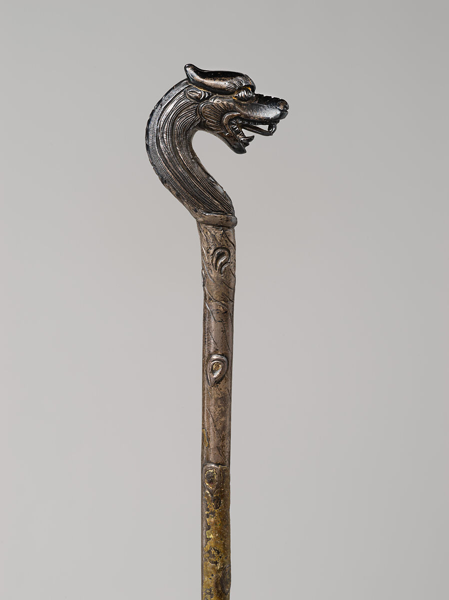 Hairpin, Silver inlaid with glass, China