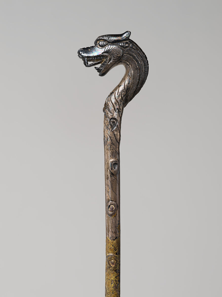 Hairpin, Silver inlaid with glass, China