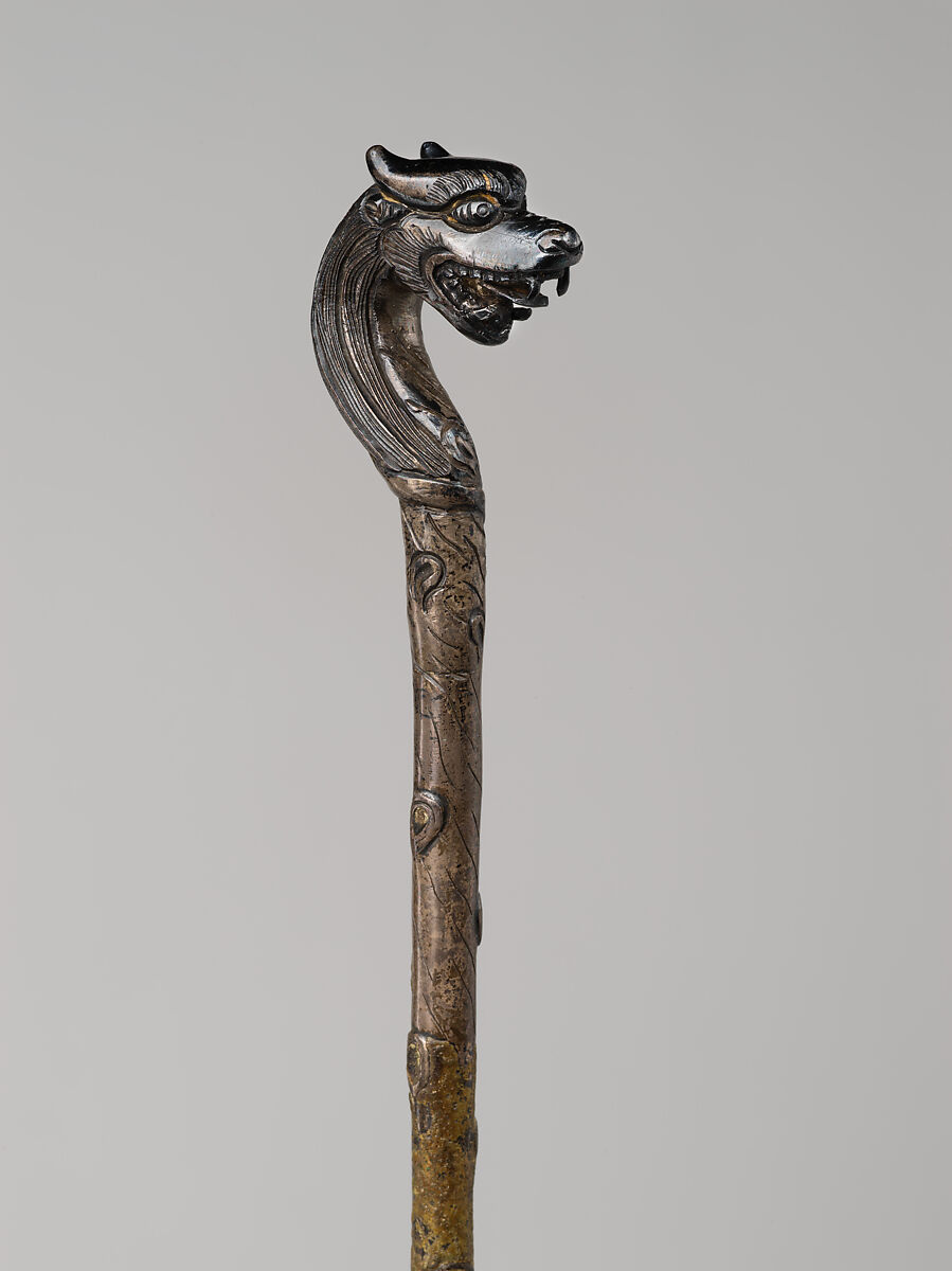 Hairpin, Silver inlaid with glass, China