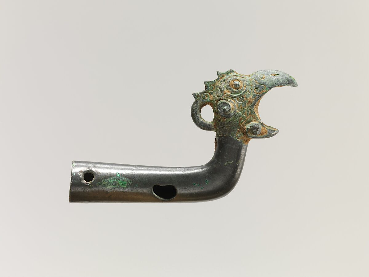 Bird-head finial, Bronze, China