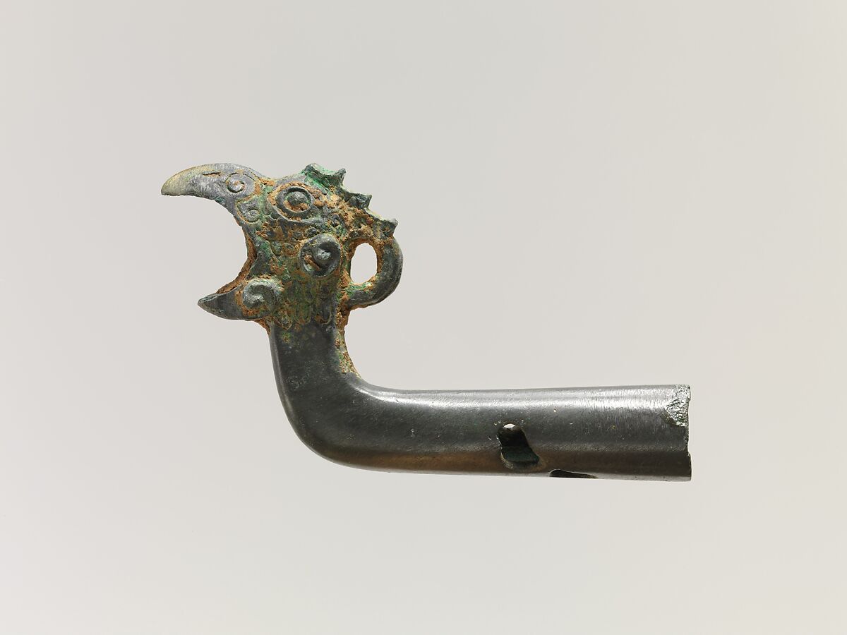 Bird-head finial, Bronze, China 