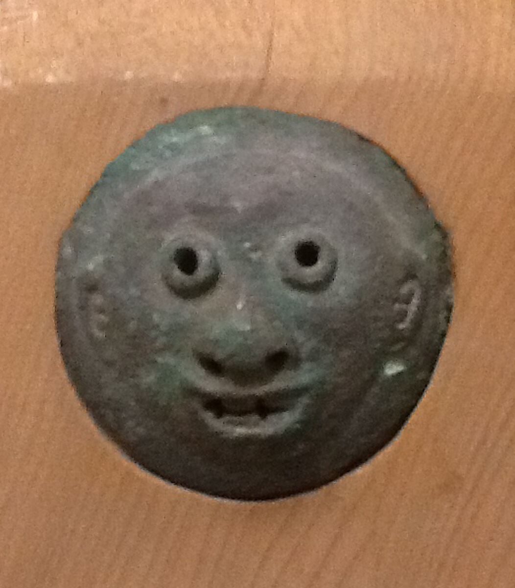 Plaque with Anthropomorphic Face, Bronze, China 