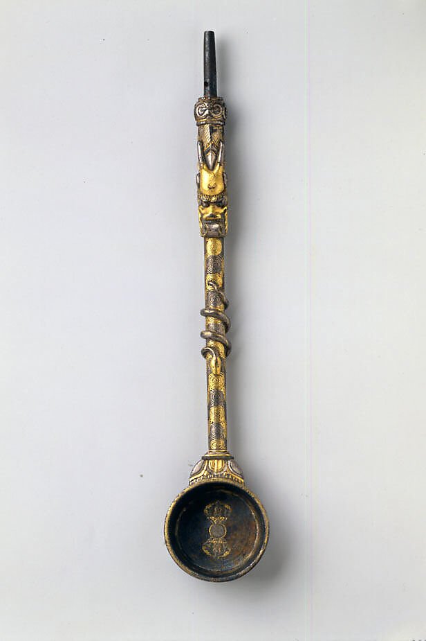 Bowl of a Ritual Spoon, Iron inlaid with gold and silver, China 